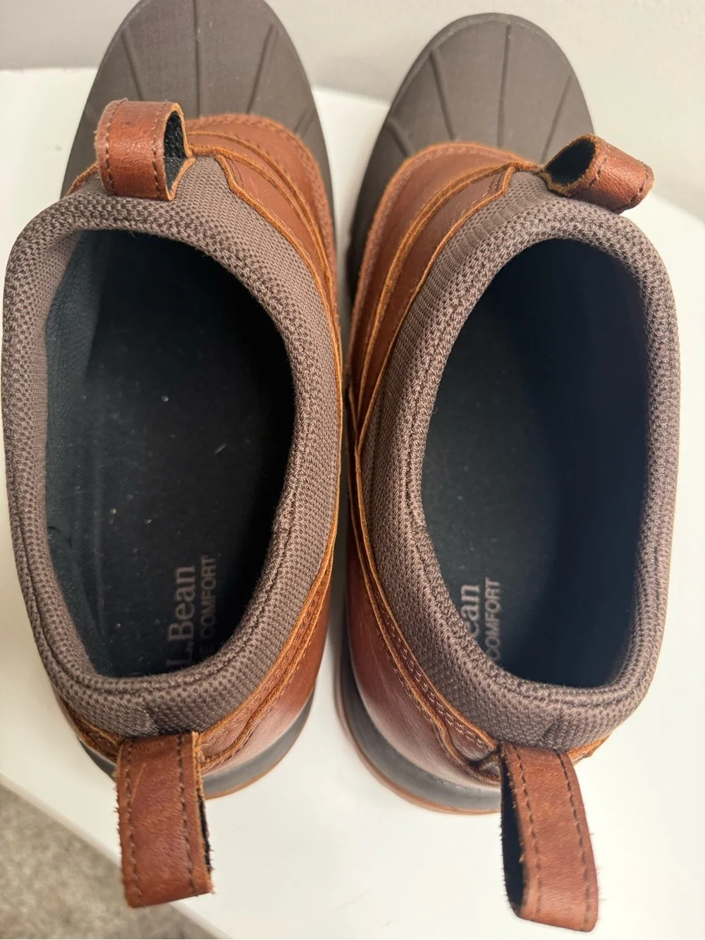 L.L. Bean Brown and Dark Gray Waterproof Slip-On Storm Chaser Boots